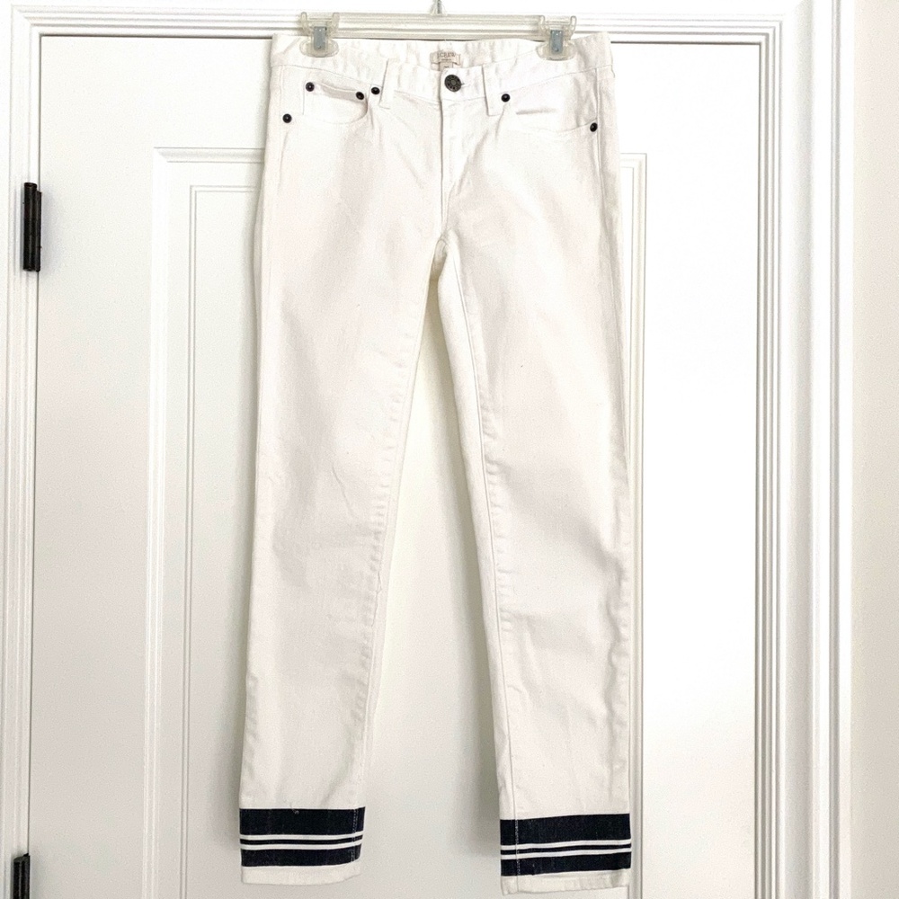 J Crew Grosgrain Striped Hem Skinny Jeans - 26 - Picture 3 of 8
